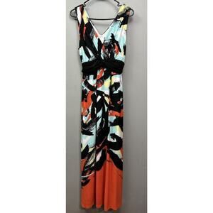 Rabbit Rabbit Rabbit Designs Maxi Dress Womens Size 6 Bold Colorful Back Zip‎